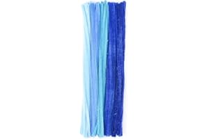 Vaessen Creative Fil Chenille - 50 pcs - 6 mm / 30 cm - Bleu - Cure-pipes - Fil de Fer Souple pour Bracelets et Loisirs Créatifs