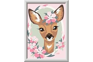 Ravensburger CreArt 28983 - Süßes REH - Malen nach Zahlen für Kinder ab 7 Jahre, Malset mit Rahmen, Pinsel und Acrylfarben, Geschenk für Mädchen und Jungen, mit Glitzer