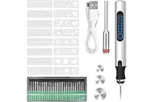 CECOMBINE Elektrische Gravierstift, Multifunktionaler Gravierwerkzeugsatz USB Wiederaufladbarer Tragbare Drahtlose Gravurwerkzeug Ätzstift für DIY Metall Glas Holz Stein Schmuck Nägel Keramik Gravur