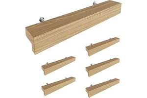 Sossai Holz Möbelgriffe aus Eiche | GAH01 | Lochabstand 96mm, Länge 156mm, 6 Stück
