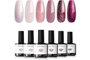 ‎MODELONES Modelones UV Nagellack 6 Farben Rosa Lila Glitzer Gel Nagellack UV Nageldesign Sets Soak Off Gel Nail Polish für Maniküre Nageldesign DIY zu Hause Geschenke