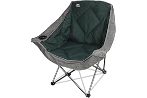 LANMOUNTAIN Oversized Folding Camping Chairs,Portable Heavy Duty Outdoor Padded Lawn Chair w/Cup Holder Perfect for Adults Picnic,Parties,Picnics and Beach Trips,Grey