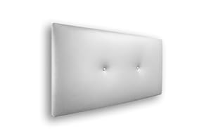 Silcar Home - Cabecero de Cama 90 Blanco Silvi - Tapizado, Estructura Madera, Hilera Botones Estilo Moderno - Fácil Instalación, Acolchado Confort - 90 cm, Polipiel Blanco
