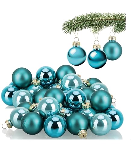 Palline Di Natale In Vetro 144 Pezzi Da 2,5 Cm, Opache E Lucide, Colore Bianco Crema, Con Filo Per Decorare L'albero
