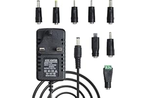 QKHCABLE 12V Charger for Kids Electric Ride On Car - 12V Charger Adapter for Electric Ride on Toys SUV Motorcycle ATV Racing Cars Battery Supply Power Adapter with 8 Connector Tips 5.5mm*2.5mm