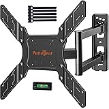 Perlegear TV Wall Bracket, Swivels Tilts Extends Rotates TV Bracket Mount Fits 26-55 Inch Flat&Curved TV up tp 45KG, Max. VES