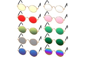 CYH 10 Stück Hunde Katzen Brille - Runde Haustier Sonnenbrille - Pet Welpen Retro Haustier Brille - Mode Lustige Haustierbrille für Katzen Hunde Cosplay Partys Kostüm Foto Requisiten