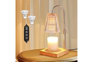 BritPick Candle Warmer Lamp with Dimmer, Adjustable Electric Candle Warmer with 2h/4h/8h Timer, Wired Candle Melter Compatible with Scented Candles for Home & Office (Champagne+2 Bulbs)