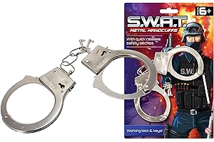 HMN Metal Hand Cuffs Fancy Dress Accessory, Handcuffs for Pretend Fun Play (Pack of 1)