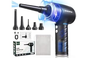 ‎ONEAMG Staubgebläse Elektrische Druckluftspray 3-Gang 160000 U/min Elektrische Staubgebläse Air Duster Mit LED-Licht Reinigungsbürste and USB Schnellladung für PC Reinigungsset, Sofa, Auto, Bürogeräte