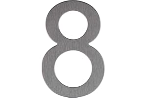 EXTIFF Numéro de Rue, Maison en Acier Inoxydable Argenté - Adhésif - Brillant/Acier Brossé - 76mm - n°8