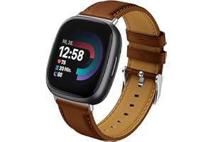 Syxinn Skórzana bransoletka kompatybilna z Fitbit Versa 4 / Versa 3, do zegarka na rękę Fitbit Sense / Sense 2, miękka, skórzana bransoletka, zamiennik paska do zegarka Versa 4/Versa 3, dla kobiet i