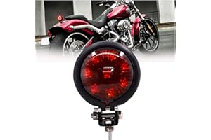 BIQING 1PC 12V Moto Feux Arrière Rouge,Universal Rond 8LED Feu Stop LED Frein Arrière Lampe Feu de Jour pour Street Bike Chopper Bobber Cafe Racer Cruiser
