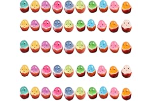 JUFYVO 50pcs Easter Mini Chicks Luminous Egg Glow The Dark Miniature Chick Figures Easter Figurines Mini Resin Chick Miniature Landscape Home Decoration for Easter Party