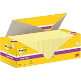 Post-it Super Sticky Canary Yellow, Pack of 12 Pads + 12 Free, 90 Sheets per Pad, 76 mm x 76 mm, Yellow - Extra Adhesive for