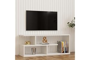 MEYVASER.COM ECOMMERCE COMPANY Meyvaser Armario para Televisor, Mesa para TV de Salón con Gran Espacio de Almacenaje, Mueble TV con Estantes Abiertos Diseño Minimalista 100x40x29 cm Blanco
