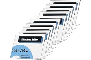 TUKA-I-AKUT TUKA 10X Présentoirs de Table A4 Paysage, Acrylique 2,5mm d'épaisseur, Transparent L-Stand Inclinés Porte-Brochures Porte Menu Support de Présentation pour Bureau Réception Foires, TKD8201-A4-10x