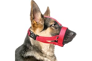 HEELE Bozal para Perros Grandes Bozales para Perros Lazo Ajustable, Bozal de Suave de Ajuste Rapid para Perros con Extra Banda de Cabeza, Bozal Perro Lazo Acolchado, No Más Rozaduras, Rojo, XL