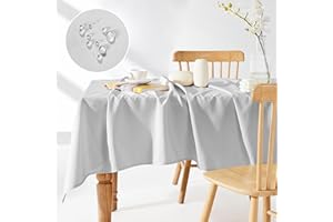 ‎DECONOVO Deconovo Outdoor Tischdecke Wasserabweisend Wetterfest Wasserdicht Tischtücher Gartentisch, 280x130 cm, Hellgrau, 1 Stück