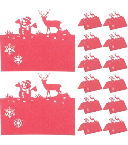 60 Cartes De Place De Nom Noël Avec Stylo - Renne, Pingouin, Bonhomme De Neige, Père Noël