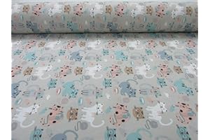 GADETEX Telas por metro loneta (Cats Gris, 0,50 x 2,80 m)