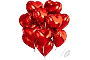 CAPANEUS Rote Herzballons, 18 Zoll Herzluftballons, rote Luftballons Hochzeit, Helium Herzballons, Rote Herzfolienballon Für Hochzeitsdekoration, Valentinstag