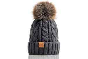 REDESS Bonnet d'hiver à Pompon pour Femme avec Doublure en Polaire Chaude, Bonnet de Ski en Tricot de Neige épais et épais