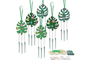 WEDNOK 9 Pcs Bricolage Kit Carillon Eolien Turtleback Bamboo Leaf Activité Manuelle pour Enfant Loisirs Créatifs en Bois à Peindre Décoration Suspendue pour Fenêtres, Portes, Décorations Murales