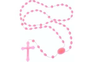 R HEAVEN Pink plastic basic oval rosary beads 42cm length can use center as a clasp prison rosary