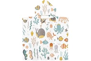‎MELLYSTORE mellystore Kapuzen Badeponcho Kinder Badeponcho mit Kapuze 65 x 75 cm Handtuch Poncho Kind Mikrofaser Badetuch Kinder Strandtuch Jungen Mädchen für Strand Schwimmen Dusche