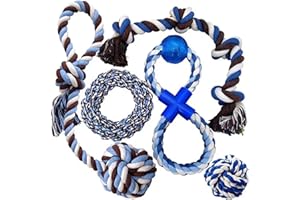 BELCKA LTD BEST CARE FOR YOUR HOME Belcka- Dog Rope Toy- 5pcs Durable Rope Toys Set for Large, Medium Dogs- Dog Chew Toy- Strong Figure of 8 Rope- Natural Cotton Rope for Stimulation, Training, Teeth Cleaning- Dogs Birthday Gift Set
