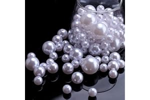 YIEUR 99 Perline Bianche Rotonde 10/15/20/25 mm - Miste per Fai Da Te, Grandi Perle Di Madreperla Con Foro - Acriliche Economiche per Vasi Decorativi