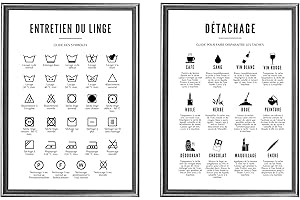 EQUIK PRODUCTS Affiche Buanderie | Décoration Buanderie | Guide Détachant | Poster Lessive, Laverie, Machine à laver | Entretien du Linge (Adieu les Taches, A3)