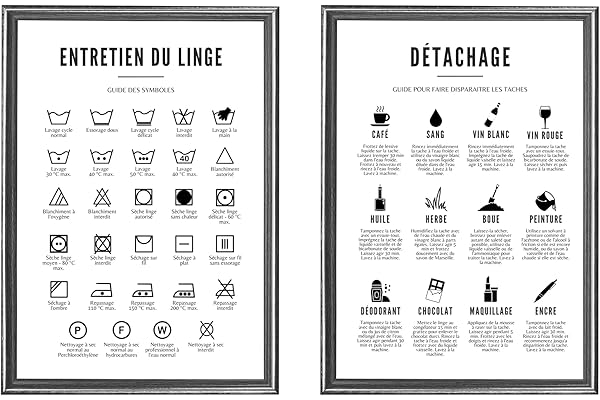 EQUIK PRODUCTS Affiche Buanderie | Décoration Buanderie | Guide Détachant | Poster Lessive, Laverie, Machine à laver | Entretien du Linge (Adieu les Taches, A4)