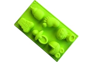 Joyeee Antiadherente de Horneado Molde Silicona, Moldes de silicona con forma de Botella de leche de bebé y huella de coche para pastel, pan, panecillo, pudín, gelatina, jabón