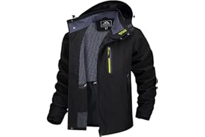 TACVASEN Herren Outdoorjacke Wasserabweisend Wanderjacke Leicht Übergangsjacke Funktionsjacke Trekkingjacke mit Abnehmbarer Kapuze