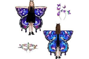 LYL. Ling Schmetterlingsflügel für Mädchen, Doppelseitige Feenflügel, Halloween Kostüme für Kinder, Schmetterlingskostüm für Mädchen