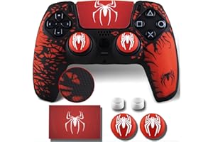 9CDeer Non-Slip Silicone Cover for PS5 Controller with Thumbstick Caps * 2 & Sticker * 1 Dark Spider