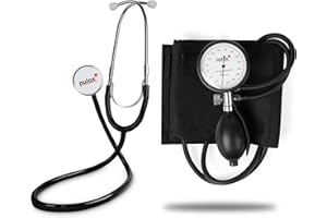 ‎PULOX Pulox Flachkopf-Stethoskop & Manuelles Blutdruckmessgerät (Aneroid Sphygmomanometer) im Set mit Tasche