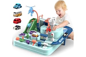 TODARRUN Car Adventure Toy, City Rescue Preschool Educational Toy Vehicle Parent-Child Interactive Racing Kids Toy, Toddler Car Toys for 3 4 5 6 7 8 Year Old Car Track Gifts for Kids