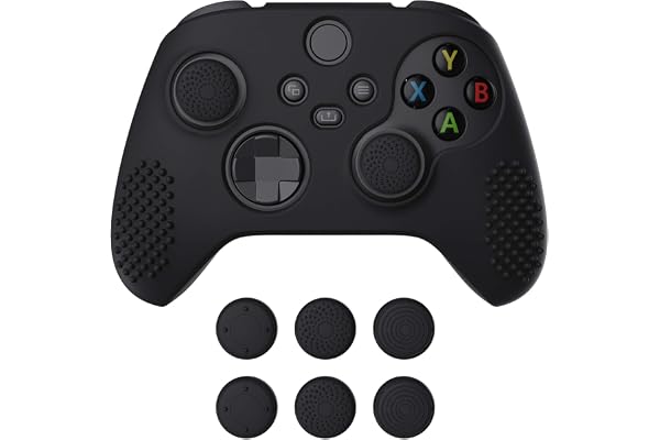 eXtremeRate PlayVital Coque pour Xbox Series X Manette,Housse Protection Silicone avec Capuchon Joystick pour Xbox Series X/S Controller Skin Accessoires-Noir,Édition Cloutée 3D