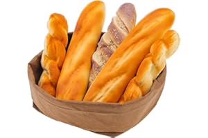 Meiwlong 5pcs Large Artificial Fake Twist Baguette Bread Food Realistic Decoration Prop Display Home Kitchen Restaurant Bakery Model Room Table Cafe Shop Bar