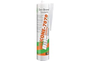 Den Braven - Silicone 7070 + Blanc - Mastic Silicone Neutre Bâtiment et Miroiterie - Joints de Dilatation des Constructions et Des joints de Vitrages - Cartouche de 300ml