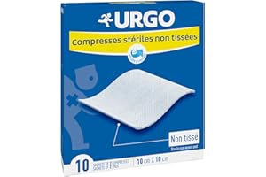 Urgo - Compresses stériles - Non tissées - Boîte de 10 sachets de 2 compresses - 10cm x 10cm