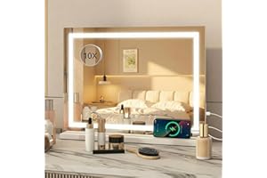 ‎EKLIPT eklipt Hollywood Schminkspiegel mit Beleuchtung, 58 X 46cm Großer Kosmetikspiegel mit 3 Farbbeleuchtungsmodi, Touch Schalter, Vanity Spiegel mit Licht Weiß