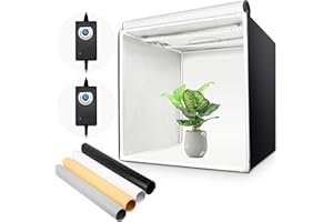 Yorbay Fotostudio Set 60 x 60 x 60cm CRI 95+ LED-Fotobox Lichtbox Lichtwürfel Profi Fotografie Lichtzelt inkl. 4 PVC-Hintergrundfolien (schwarz, rein weiß, grau,orange) Mehrweg