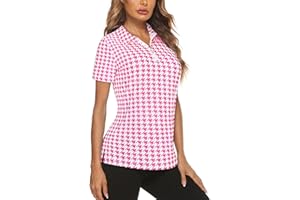 Gemulate Women's Short Sleeve Polo Shirts Floral Golf Tennis Zip Up Gym Tops Ladies Golf Tops Moisture Wicking Workout Sports Running Tshirt M-3XL