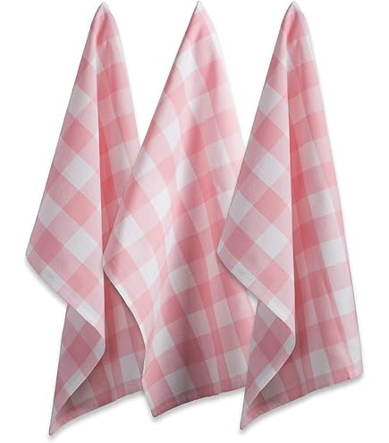 Paños De Cocina A Cuadros Talking Tables - 2 Unidades, 45x70 Cm, Algodón Suave, Absorbentes, Secado Rápido, Rosa Frambuesa