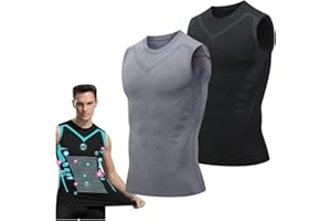 GOZYLA Debardeur Homme, Débardeurs Compression Corset Amincissant Tee Shirt sans Manche Hommes Gynécomastie Gaine Gilets Sport Mise Forme Ionique