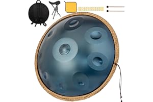 HAND-PAN 440 Hz Handpan Drum 9 Toni 22 Pollici Handpan Instrument Re Minore Handpan Music Percussione Armonica con Risonanza Confortevole Ideale per Principianti Sound Healing Meditazione